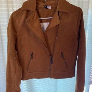 Faux suede biker jacket